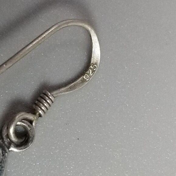 Vintage Sterling Silver Celtic Knot Style Dangle Earrings, 925 Hooks, Estate - Picture 4 of 7